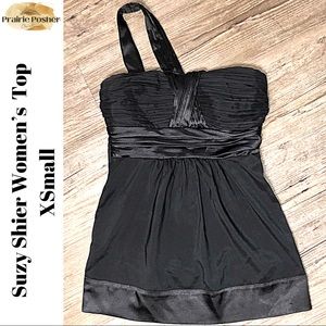 Suzy Shier One Strap Blouse, Womens XSmall, Black, EUC, PrairieposherCA